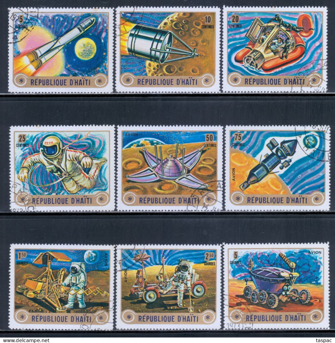 Haiti 1973 Mi# Not Listed - Unofficial Set Of 9 Used - US-USSR Space Exploration - North  America