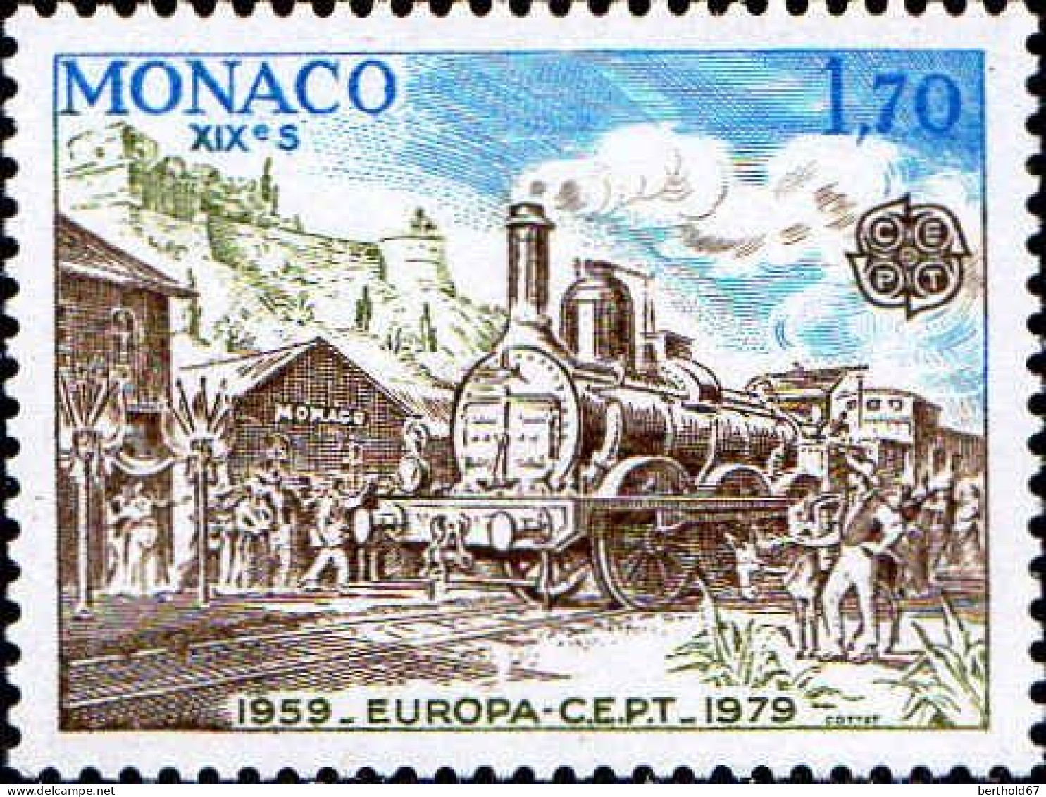 Monaco Poste N** Yv:1188 Mi:1377 Europa Locomotive à Vapeur - 1979