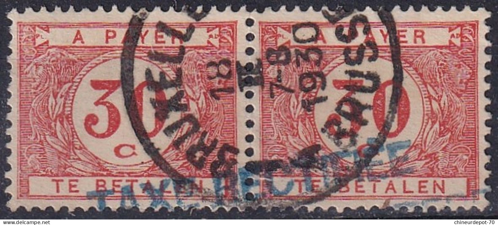 TIMBRES T Taxes EN PAIRE BRUSSEL 1930 GRIFFE  TAXE RECTIFIÉ - Sellos