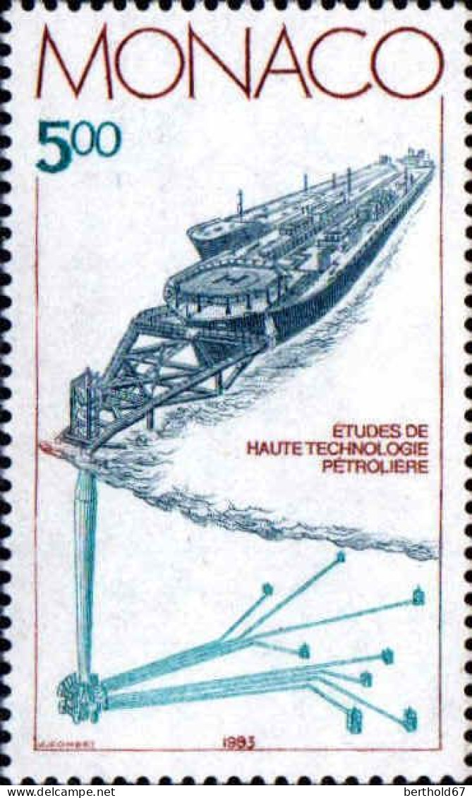 Monaco Poste N** Yv:1403 Mi:1607 Etudes De Haute Technologie Pétrolière (Thème) - Schiffe