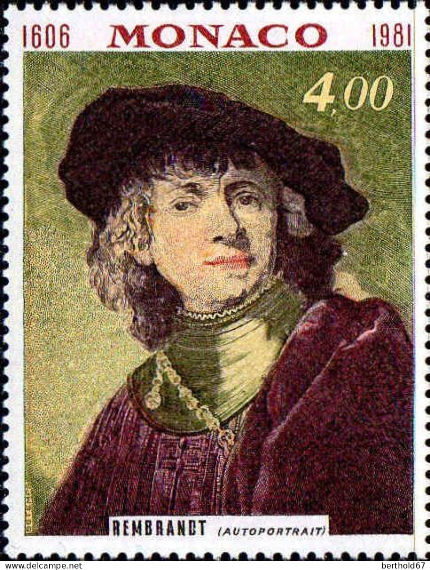 Monaco Poste N** Yv:1294 Mi:1495 Rembrandt Autoportrait (Thème) - Rembrandt