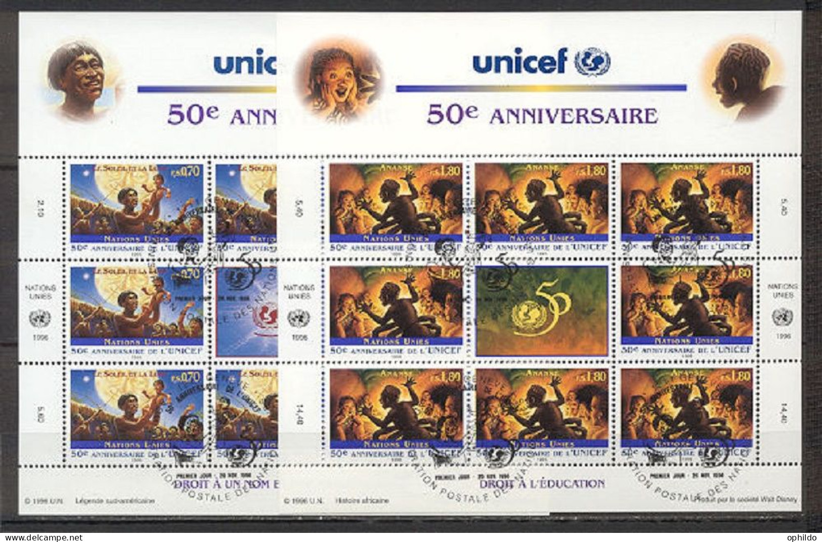 Nations Unies  Genève   321/322 En Feuillet   Ob  TB  UNICEF  - Usati