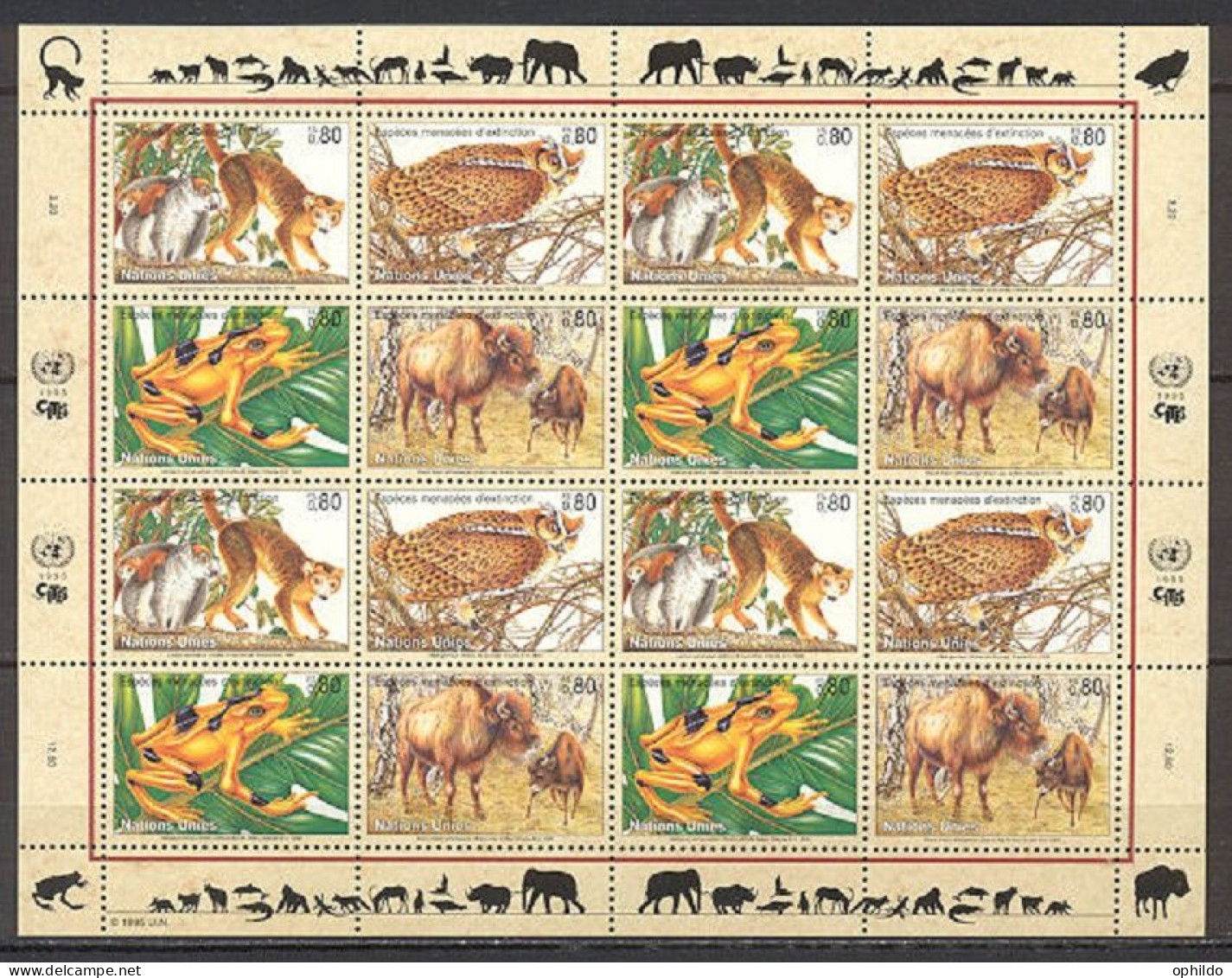 Nations Unies  Genève   283/286  En Feuillet De 4   * * TB   Faune - Unused Stamps