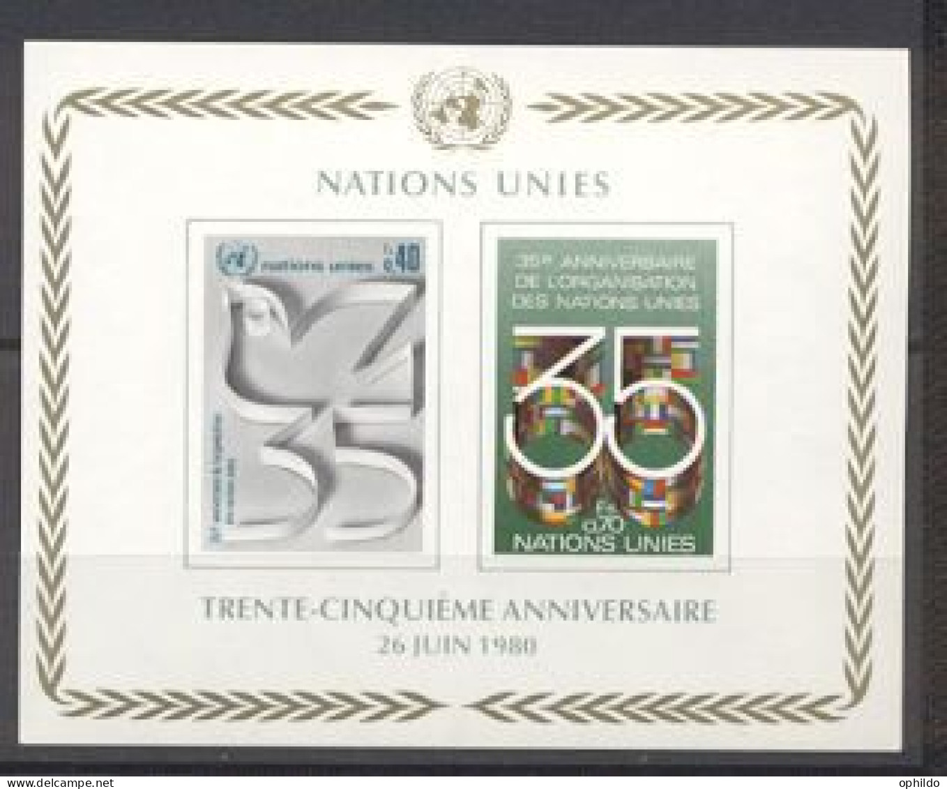 Nations Unies  Genève   BF 2   * *  TB    - Blokken & Velletjes