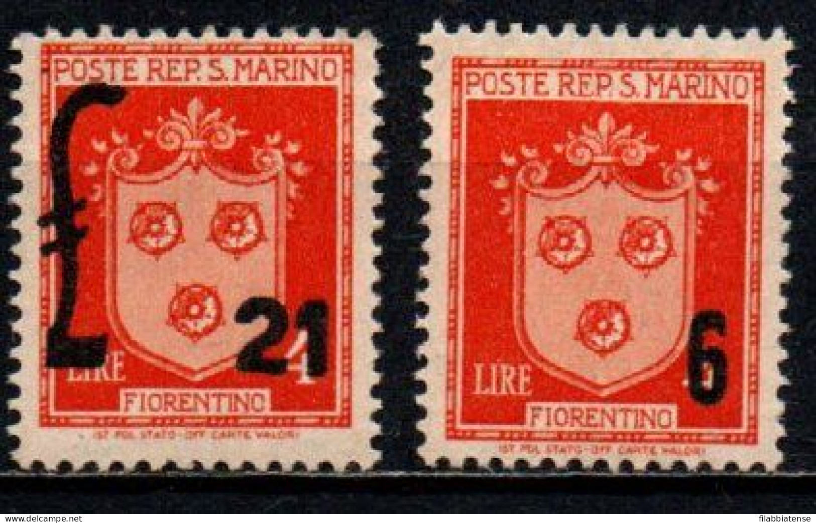 1947 - San Marino 310/11 Soprastampato  ++++++ - Ongebruikt