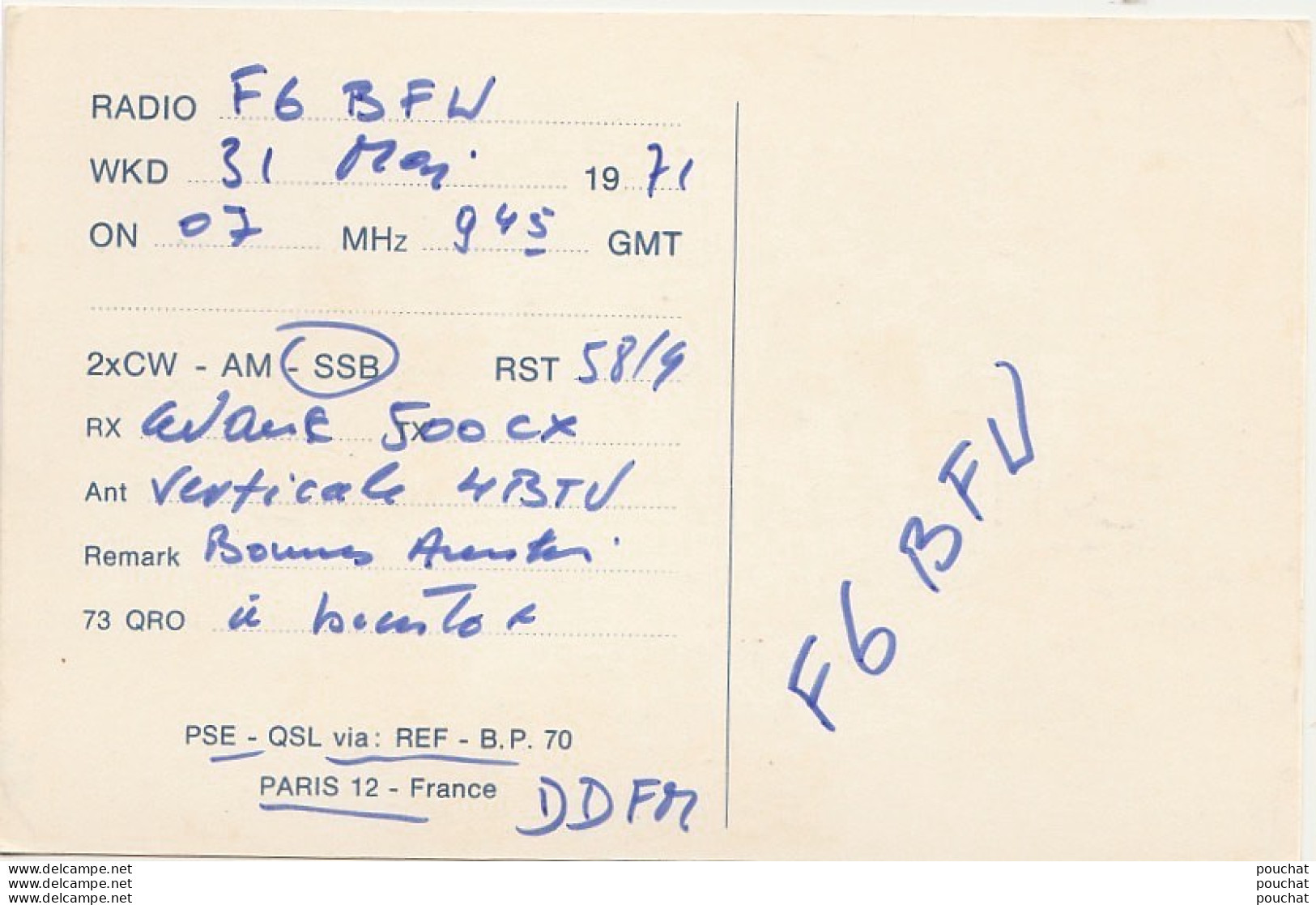 F17- QSL -  CARTE RADIO AMATEUR - F6AVA - MARIE PIERRE - 4 CHEMIN DU GAZ - AMBILLY - 2 SCANS - Radio Amateur