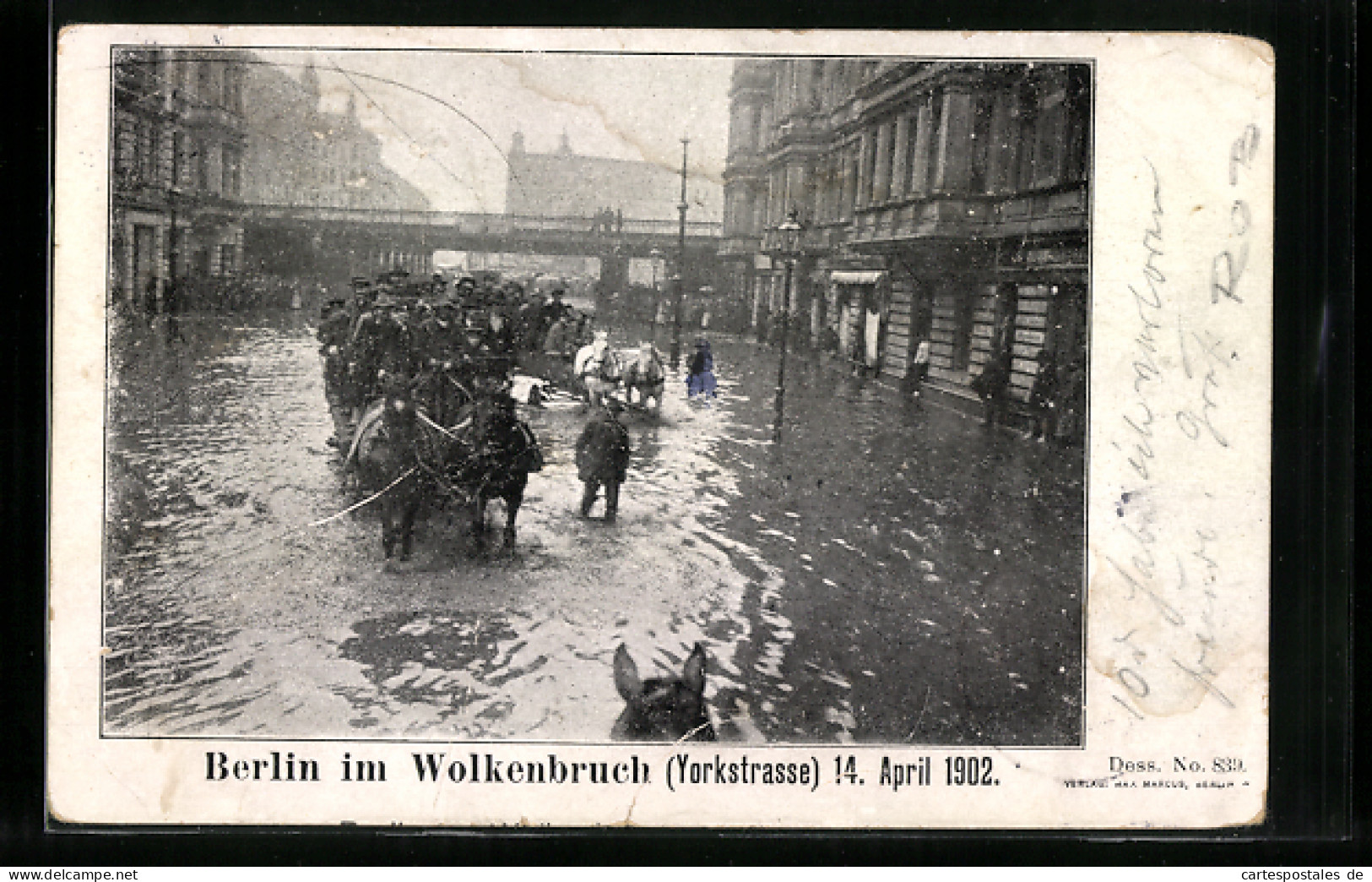 AK Berlin-Kreuzberg, Berlin Im Wolkenbruch, Yorkstrasse, 1902  - Kreuzberg