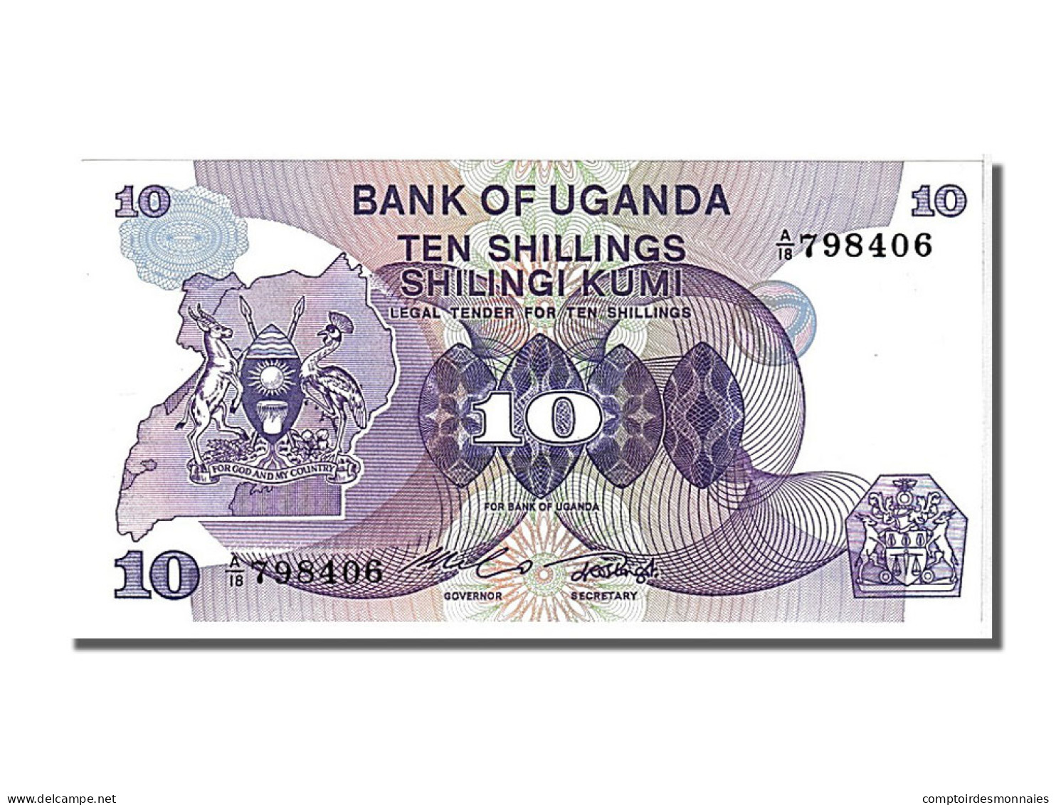 Billet, Uganda, 10 Shillings, 1982, NEUF - Oeganda