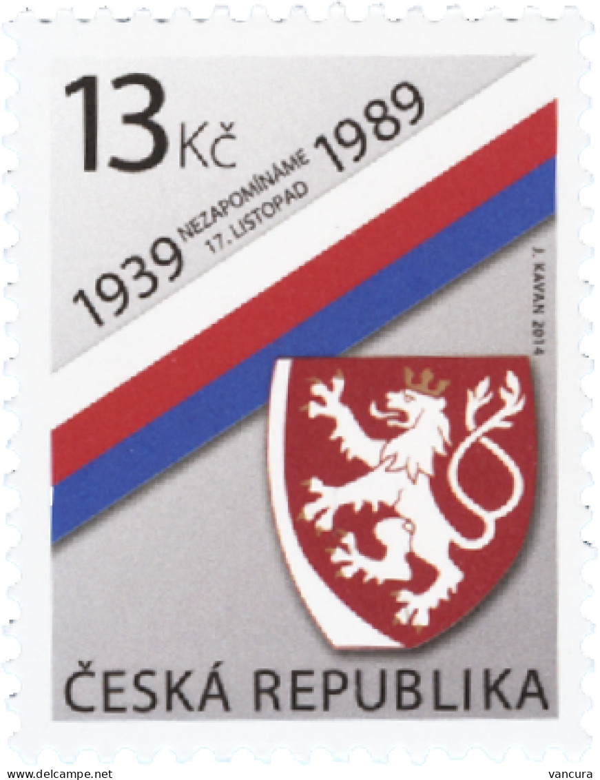 827 Czech Republic 17th November Anniversaries 2014 Heraldic Lion - Ungebraucht