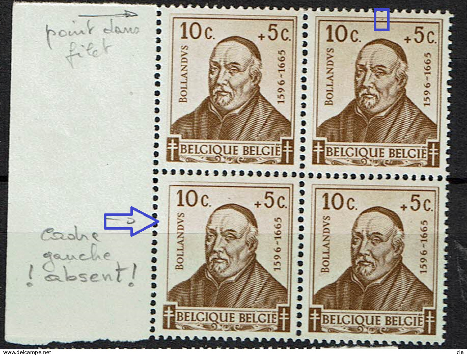 593 Bloc 4 Bdf  **  T3  Cadre Gauche Absent  Rare - 1931-1960