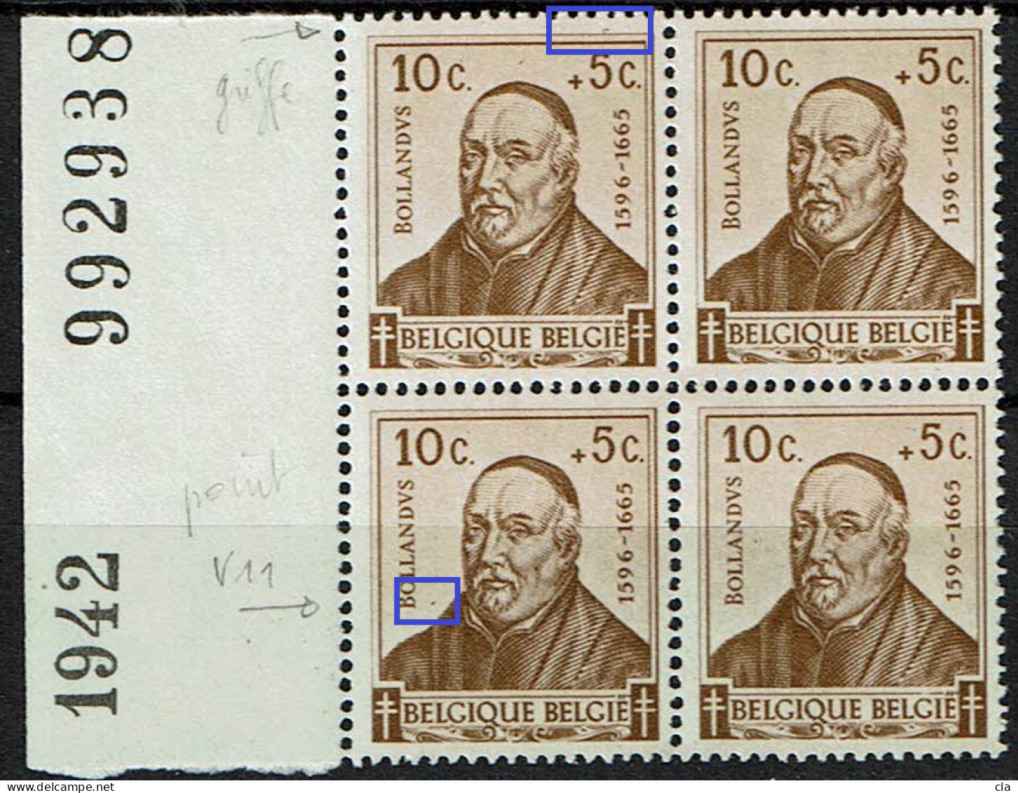 593 Bloc 4 Bdf  N°  **  T 1  LV 7 Griffe Et T 3  LV 11  Point - 1931-1960