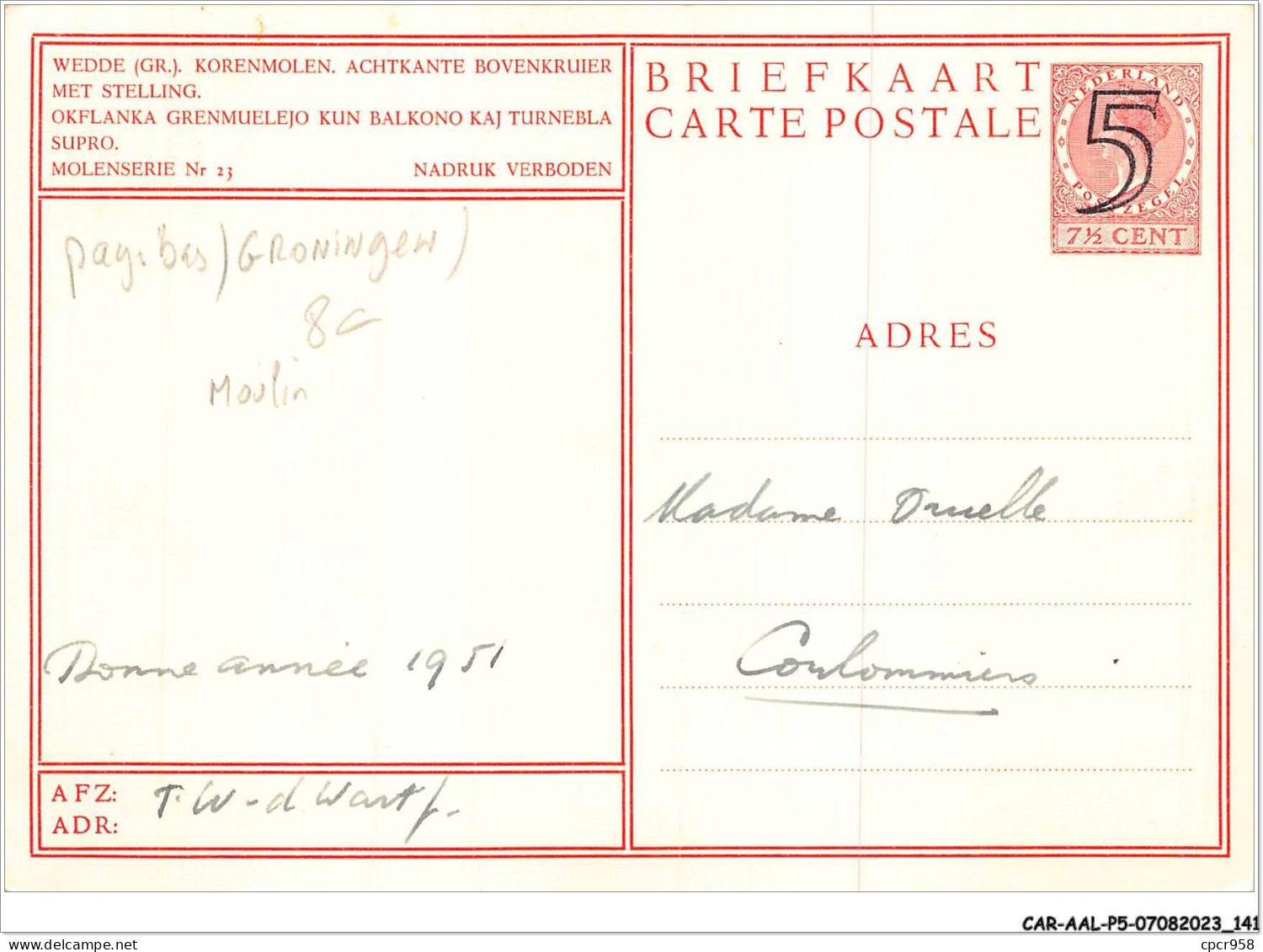 CAR-AALP5-PAYS-BAS-0424 - BRIEFKAART - Autres & Non Classés