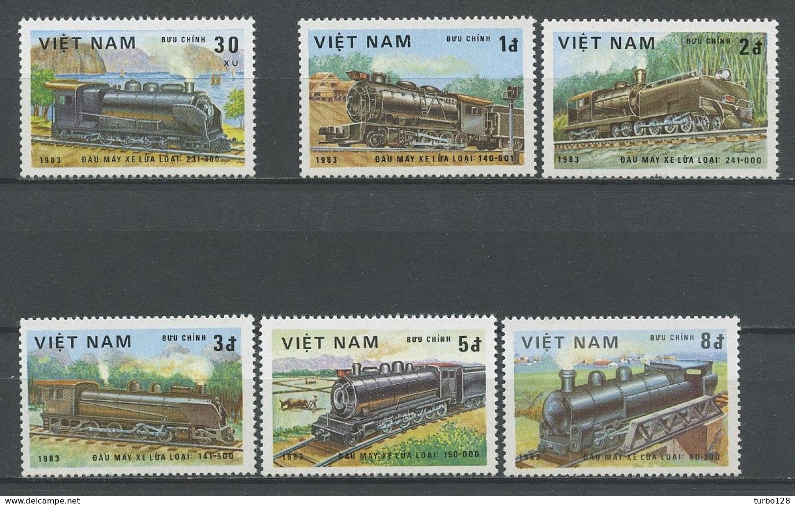 VIETNAM 1983 N° 387 389/393 ** Neufs MNH Superbes C 8.60 Trains Locomotives 231-300 140-601 Chemin De Fer Transports - Vietnam