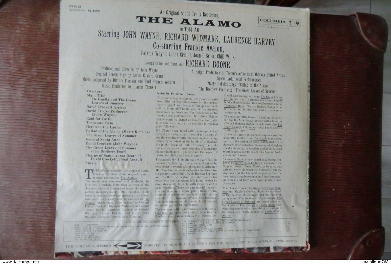 Disque - Dimitri Tiomkin - The Alamo (in Todd-ao) - Columbia CS 8358  - US 1960 - Filmmuziek