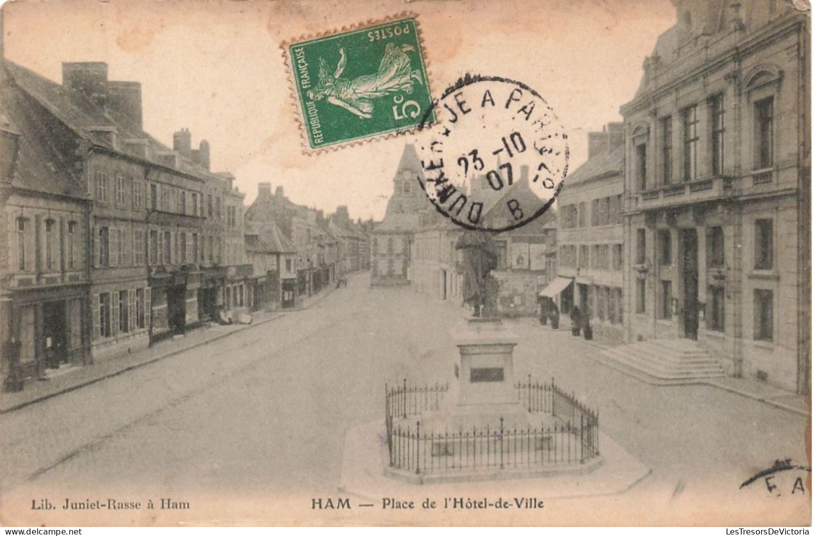 FRANCE - Ham - Place De L'hôtel De Ville - Lib. Juniet-Rasse - Carte Postale Ancienne - Ham