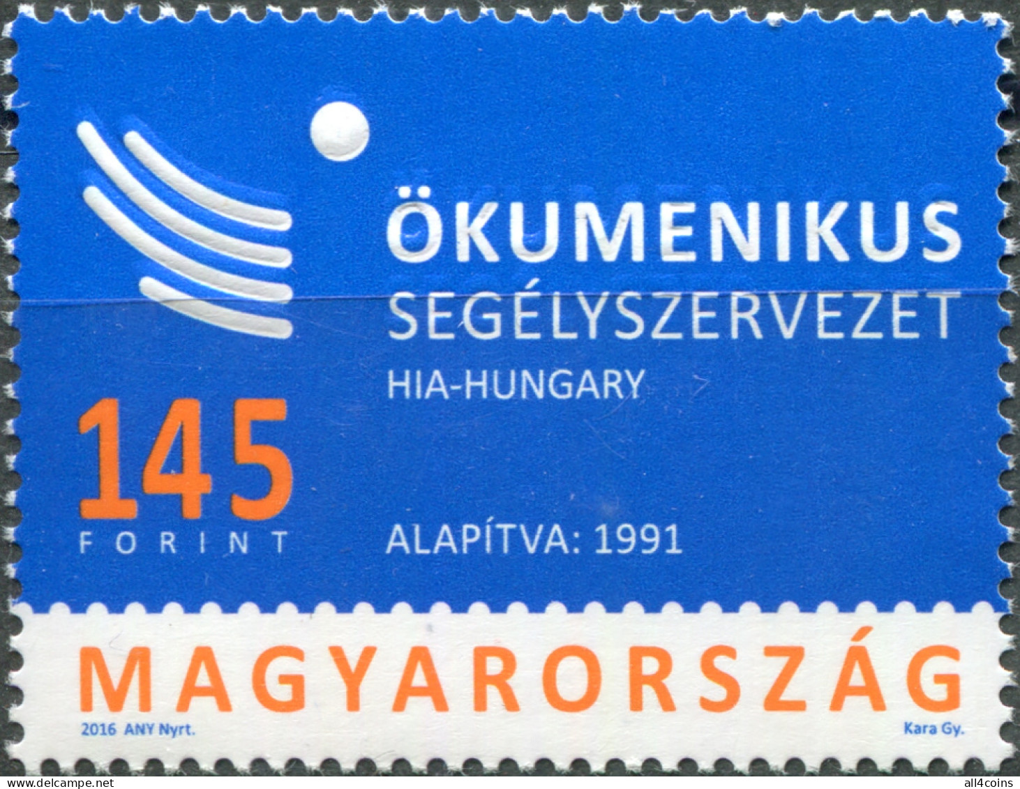 Hungary 2016. 25th Anniversary Of The Hungarian Interchurch Aid (MNH OG) Stamp - Nuevos