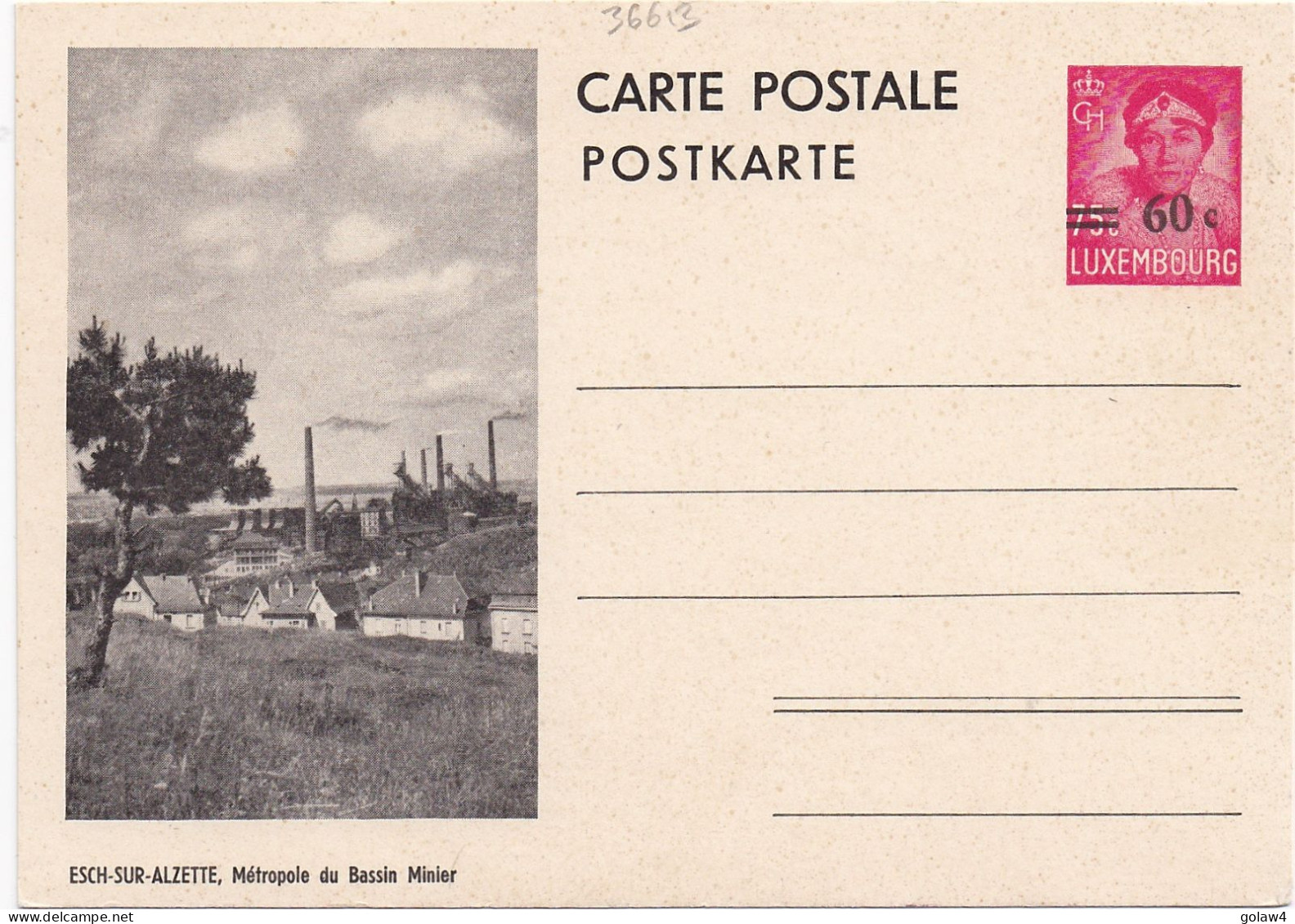 36613# CARTE POSTALE POSTKARTE ENTIER POSTAL ESCH SUR ALZETTE METROPOLE DU BASSIN MINIER N° 117 GANZSACHE - Interi Postali