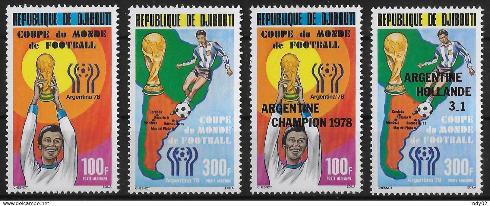 DJIBOUTI - COUPE DU MONDE DE FOOTBALL EN ARGENTINE EN 1978 - PA 121 A 124 - NEUF** MNH - 1978 – Argentina