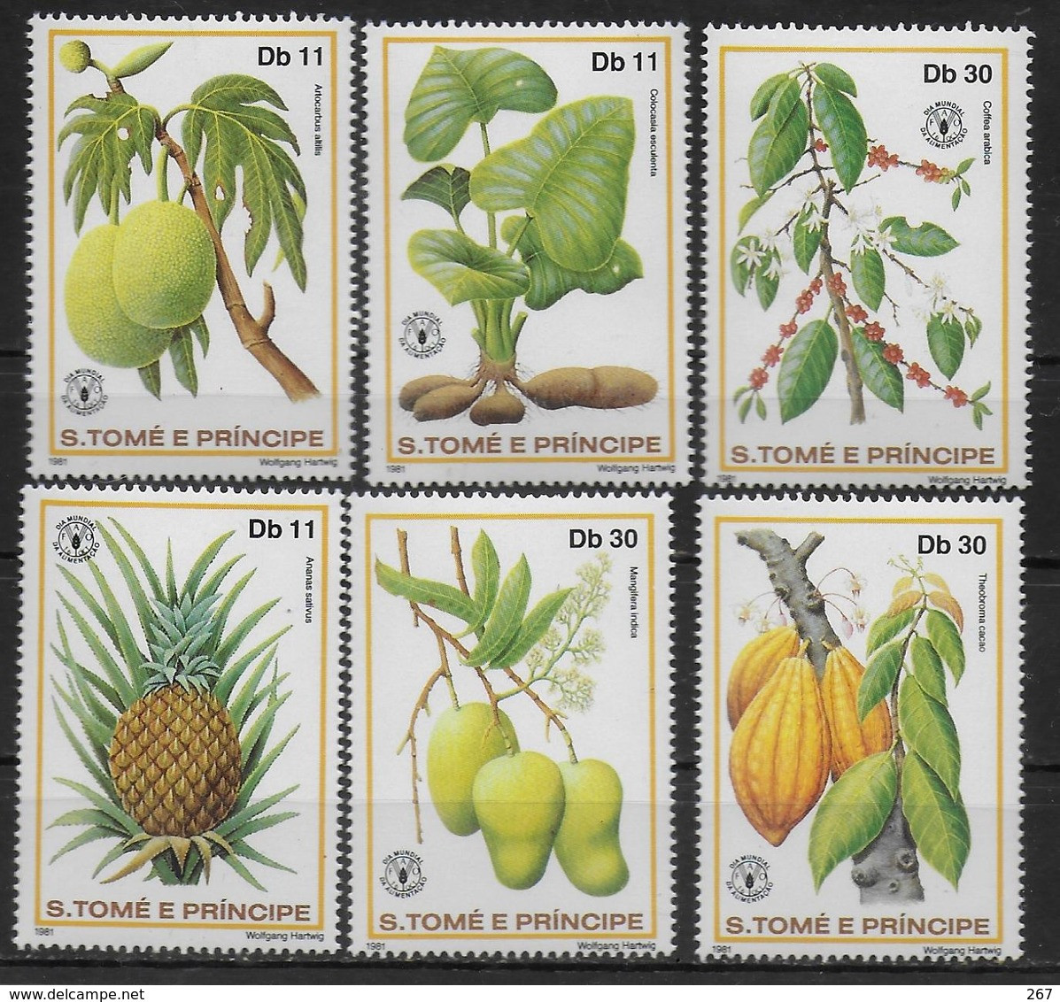 ST THOME ET PRINCE    N° 653/58  * * ( Cote 15e ) Fruits Plantes Ananas Mangue Café Thé - Fruits