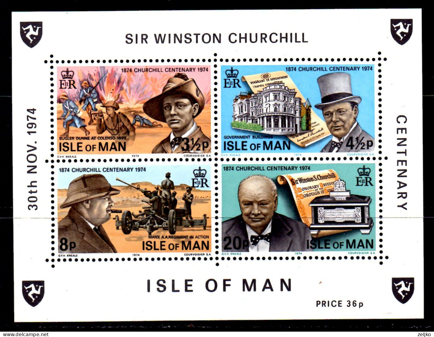 Isle Of Man, MNH, 1974, Michel 1, W. Churchill - Isle Of Man