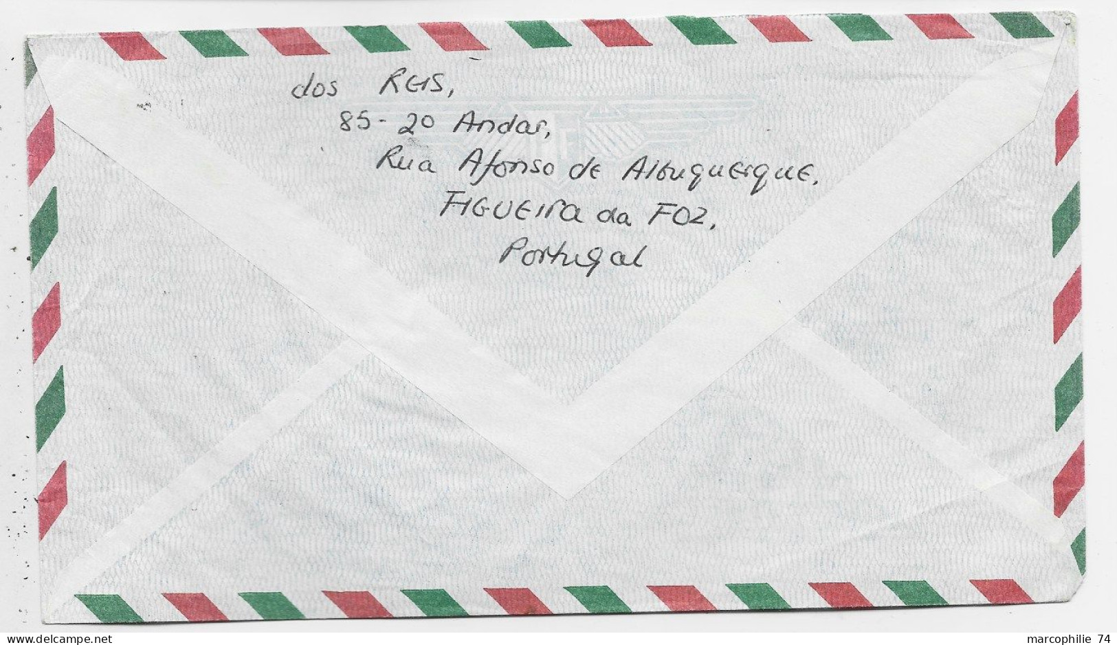 PORTUGAL 4$30 SOLO LETTRE COVER AVION FIGUIERA 1969 TO CHINGOLA ZAMBIA AFRICA - Brieven En Documenten