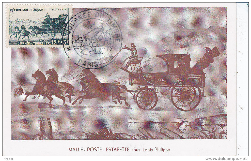 Journée Du Timbre , Carte Maximum France Yvert N 919, PJ Paris 1952 - Briefmarkenausstellungen