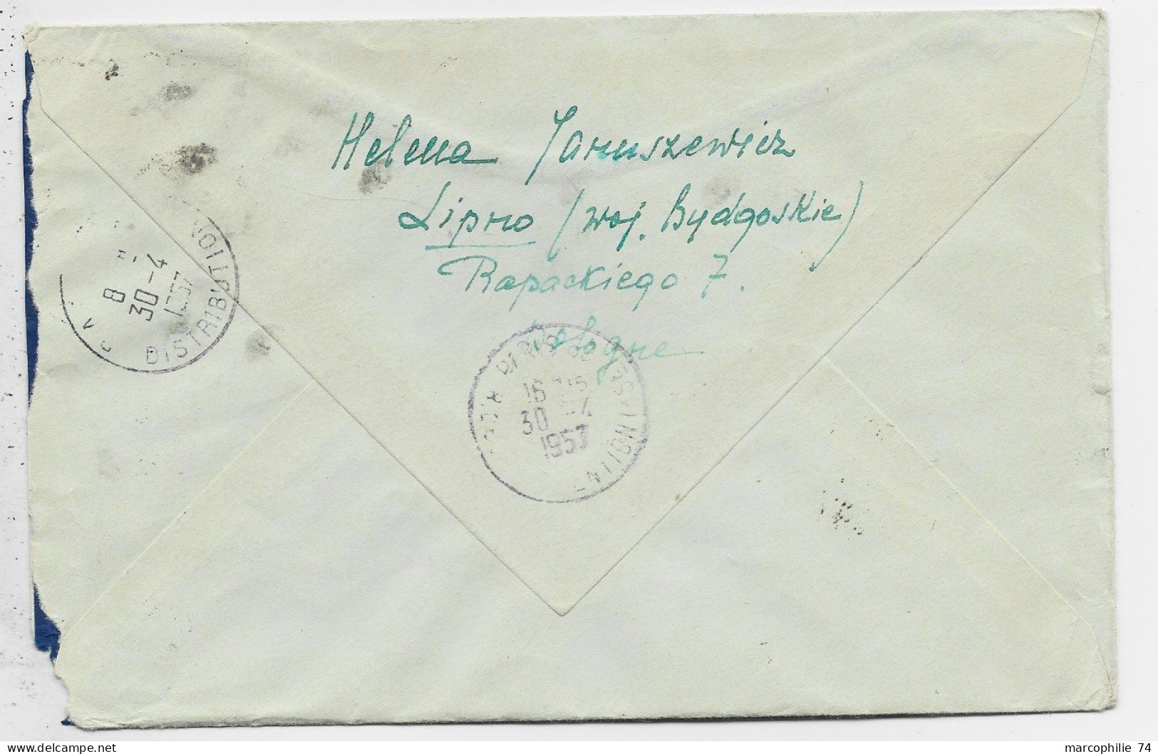 POLSKA POLAND DIVERS LETTRE COVER REC LIPNO 26.4.1957 TO FRANCE - Covers & Documents