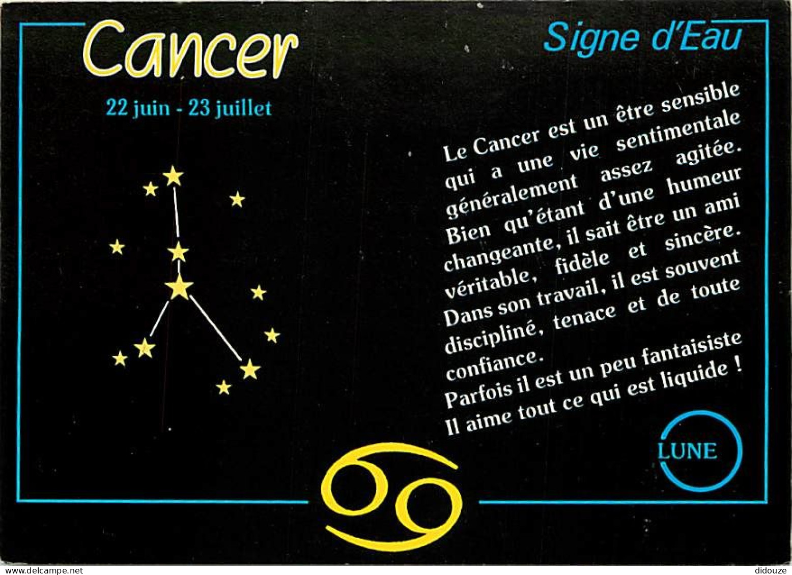 Astrologie - Cancer - Illustration - CPM - Carte Neuve - Voir Scans Recto-Verso - Astrology