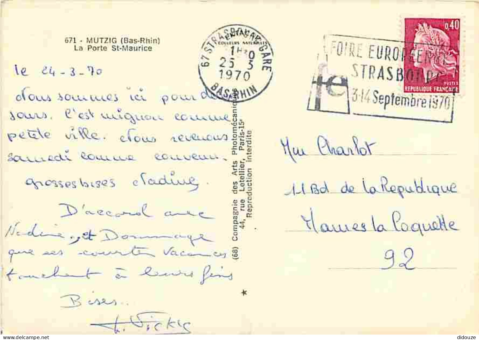 67 - Mutzig - La Porte St-Maurice - Automobiles - Flamme Postale - CPM - Voir Scans Recto-Verso - Mutzig