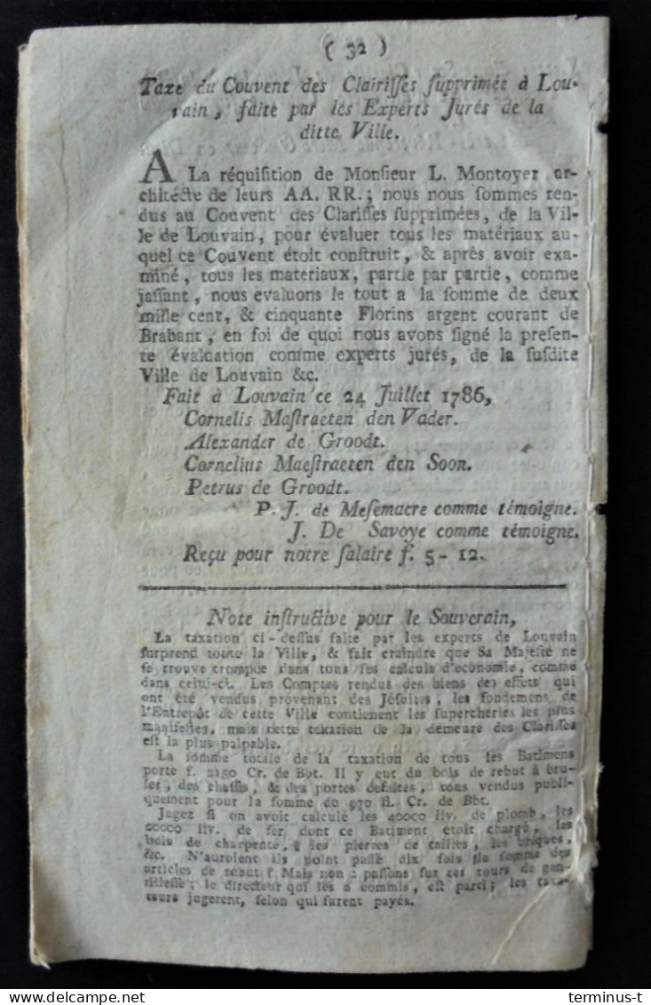 LEUVENSE DRUK 1787. Lettre D'une Soeur Converse à Sa Révérende Mère. - 1701-1800