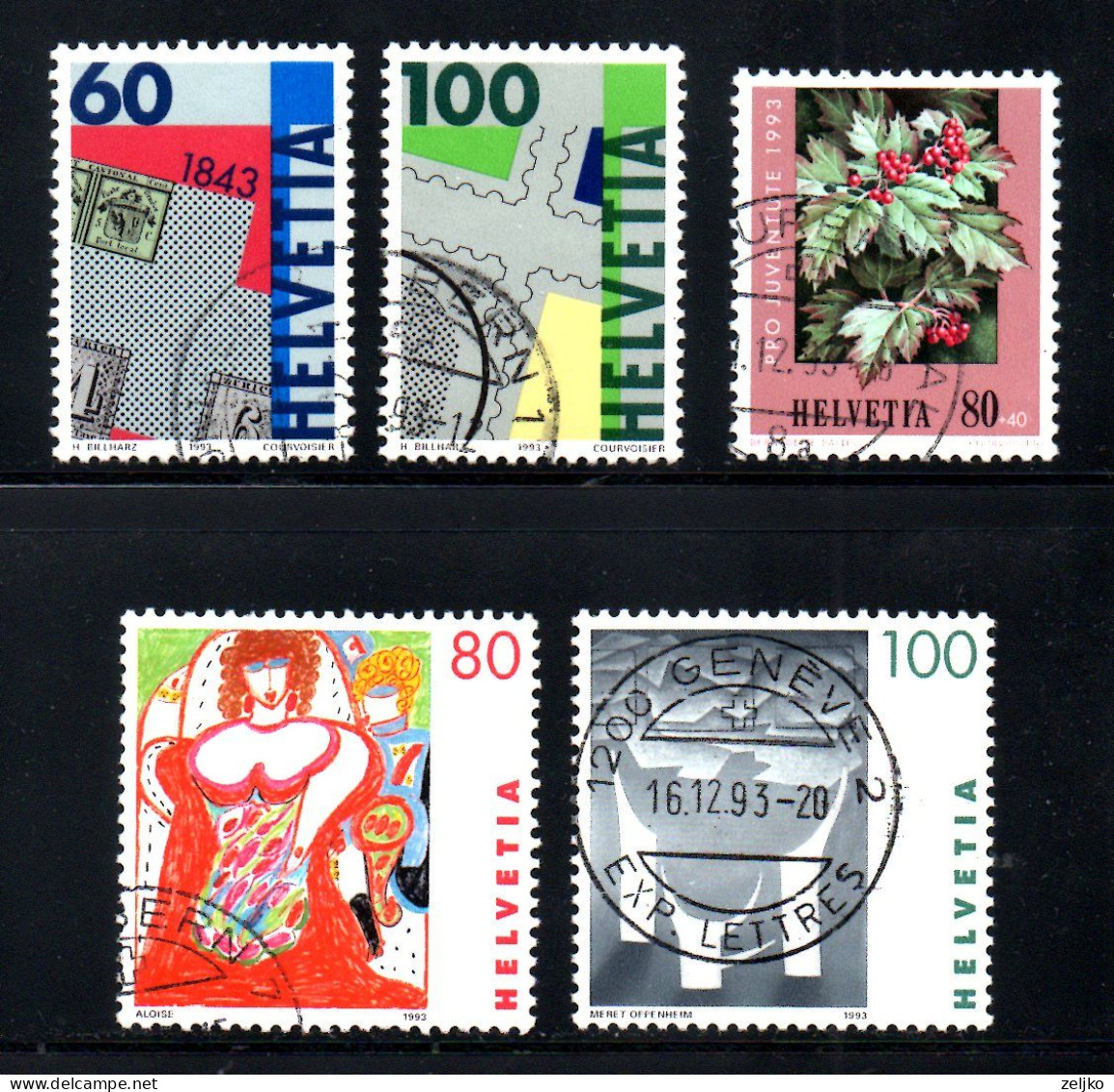 Switzerland, Used, 1993, Michel 1496, 1498, 1507, 1508, 1514, Lot - Usados