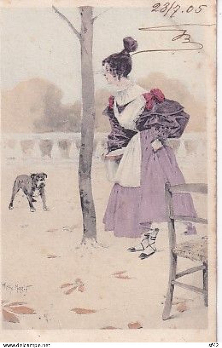 HENRY MORIN    FEMME ET LE DOGUE     F K - Morin, Henri