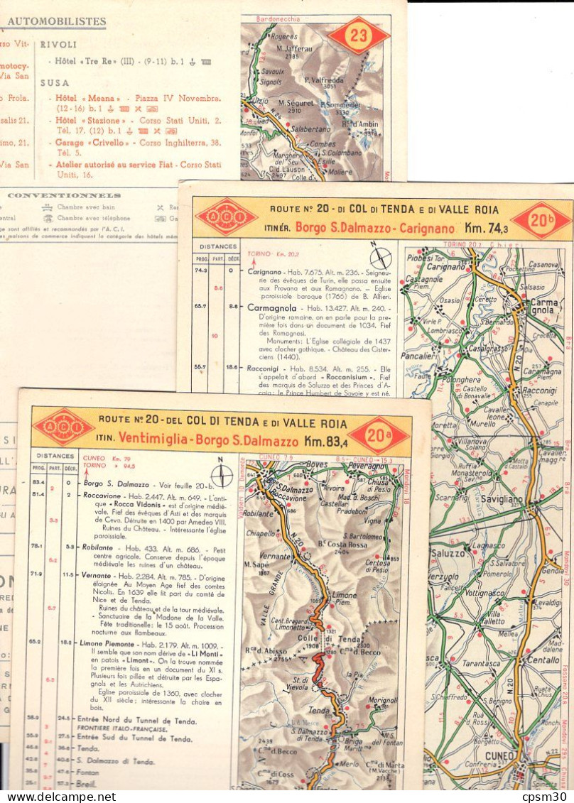 Carte Géographique Par Automobile Club D'Italia (A.C.I.), Itinéraires Des Routes, 1/300.000, (34 Fiches) - Cartes Routières