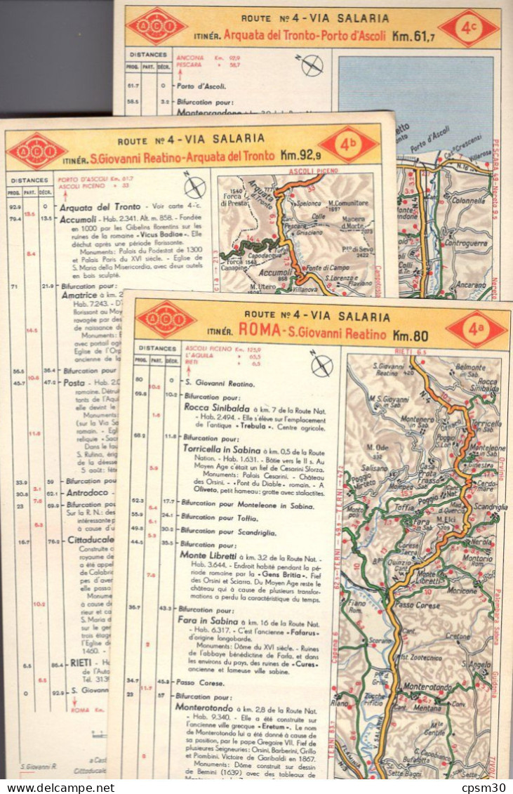 Carte Géographique Par Automobile Club D'Italia (A.C.I.), Itinéraires Des Routes, 1/300.000, (34 Fiches) - Cartes Routières