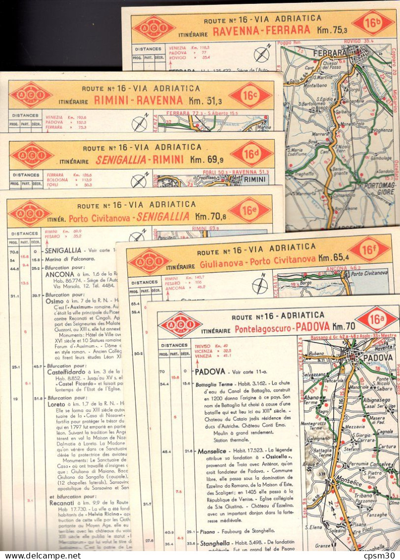 Carte Géographique par Automobile Club d'Italia (A.C.I.), Itinéraires des routes, 1/300.000, (34 fiches)