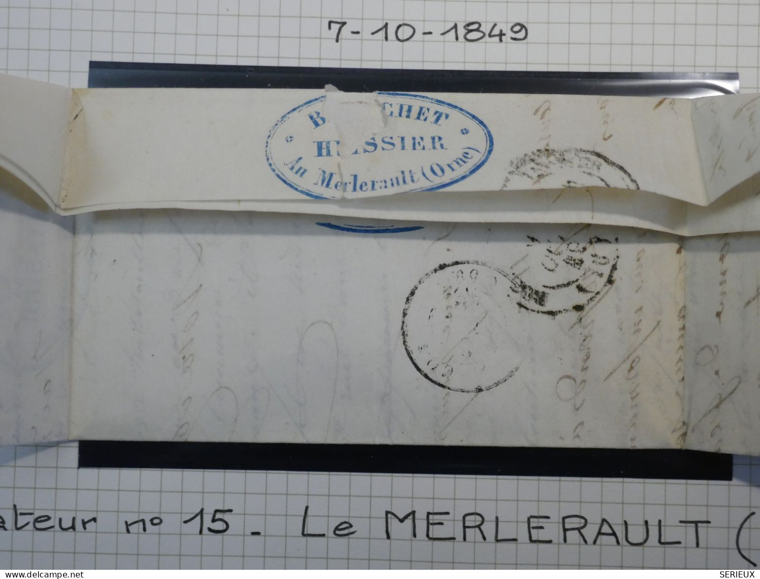 DM 16 FRANCE BELLE LETTRE RARE  1849 PETIT BUREAU   MERLERAULT A ROCHEFORT +CERES N°3 + VU BEHR .DISPERSION COLLECTION++ - 1849-1876: Klassieke Periode