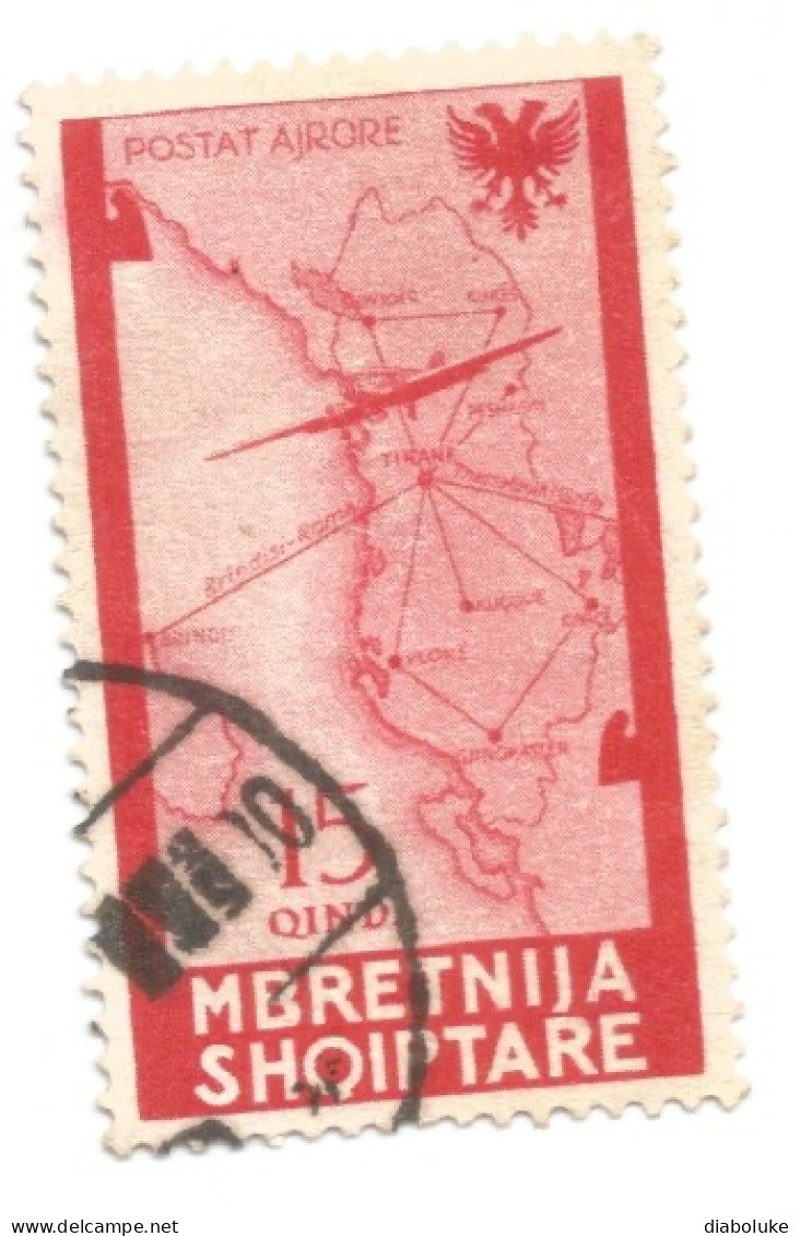 (COLONIE E POSSEDIMENTI) 1940, ALBANIA, POSTA AEREA, 15Q - Francobollo Usato (CAT. SASSONE N.6) - Albanien