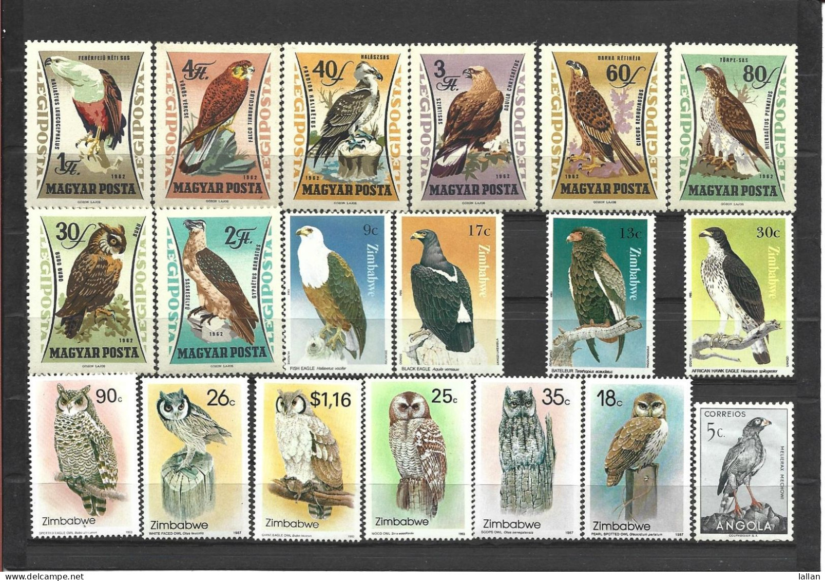 Collection Of 43-Birds Of Prey Stamps, Mint, Mint Hinged, Includes Owl And Vulture, Condition As Per Scan - Aigles & Rapaces Diurnes