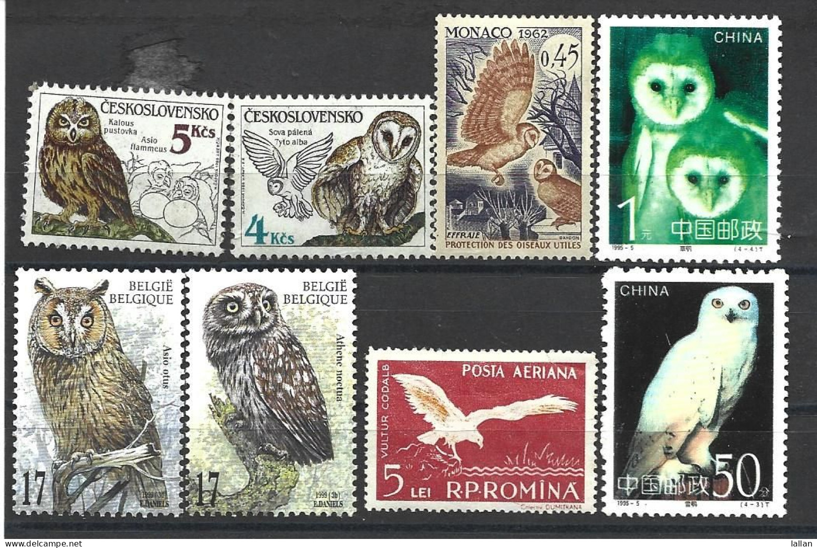 Collection Of 43-Birds Of Prey Stamps, Mint, Mint Hinged, Includes Owl And Vulture, Condition As Per Scan - Adler & Greifvögel