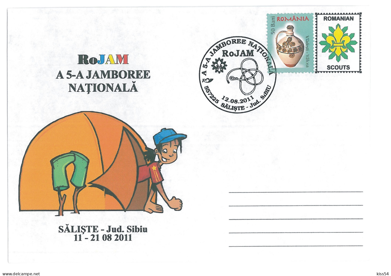 SC 47 - 1302 ROMANIA, National JAMBOREE, Scout - Cover - Used - 2011 - Covers & Documents
