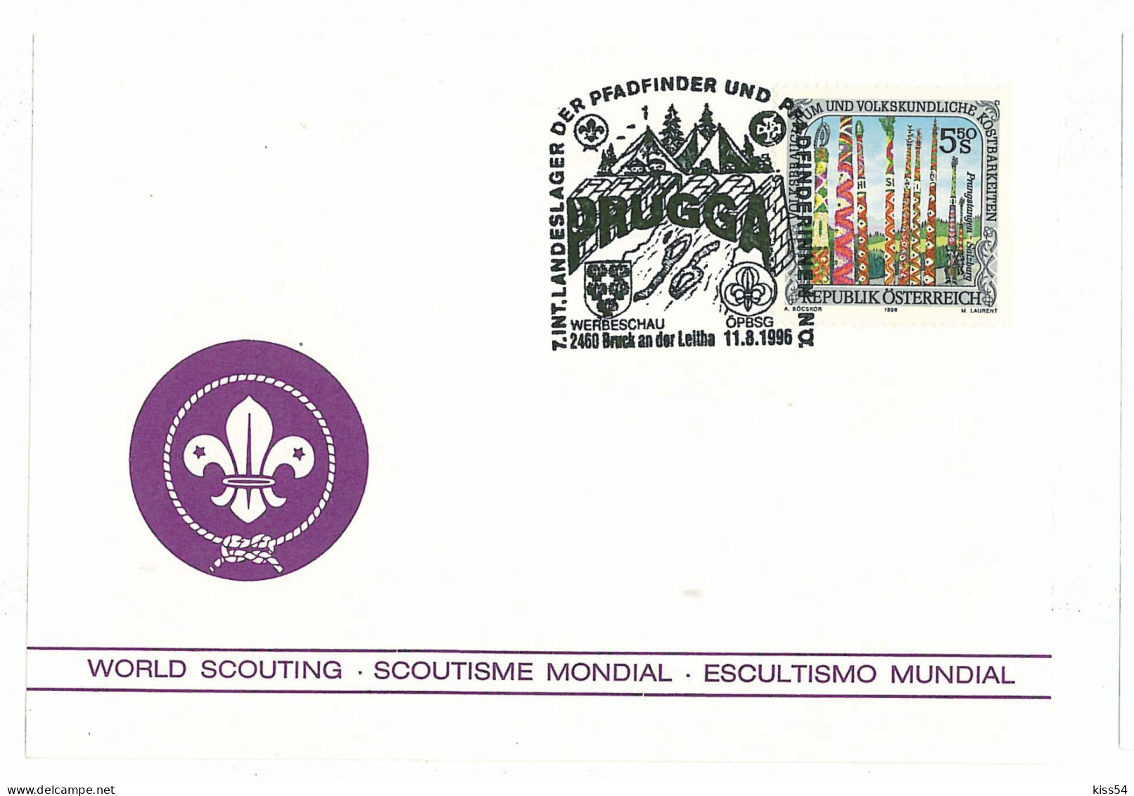 SC 47 - 297 AUSTRIA, Scout - Cover - Used - 1996 - Covers & Documents