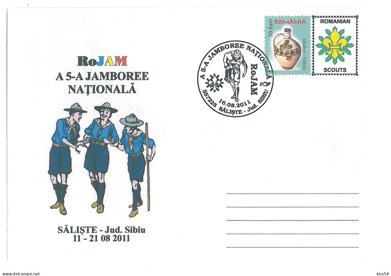 SC 47 - 1303 ROMANIA, National JAMBOREE, Scout - Cover - Used - 2011 - Covers & Documents
