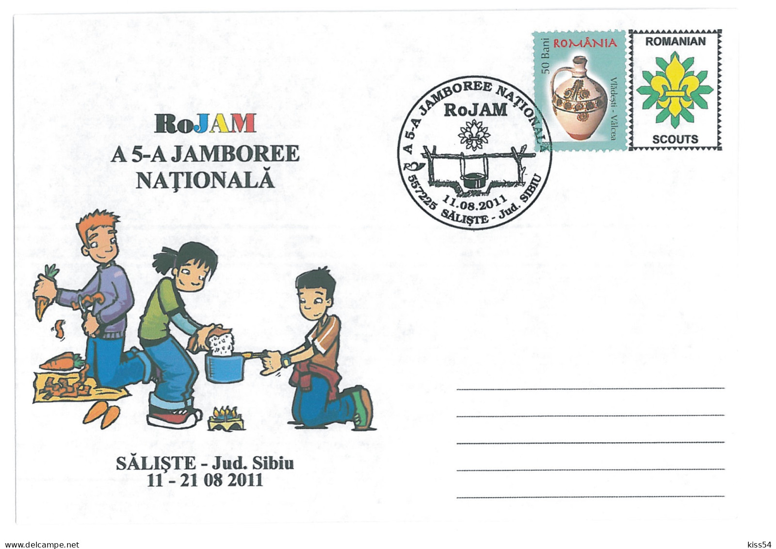 SC 47 - 1298 ROMANIA, National JAMBOREE, Scout - Cover - Used - 2011 - Covers & Documents