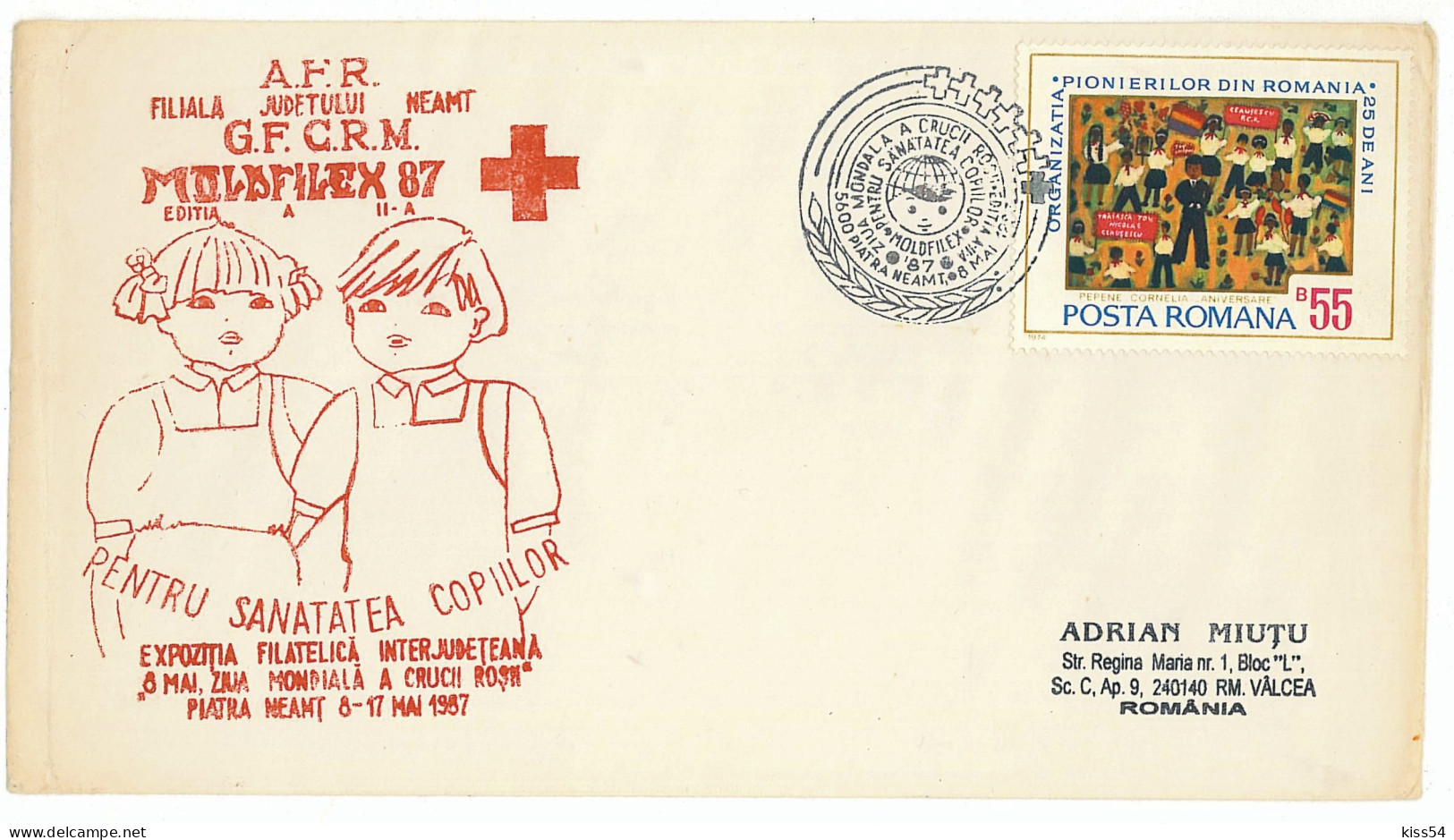 CV 18 - 1139 RED CROSS, Romania - Cover - Used - 1987 - Lettres & Documents