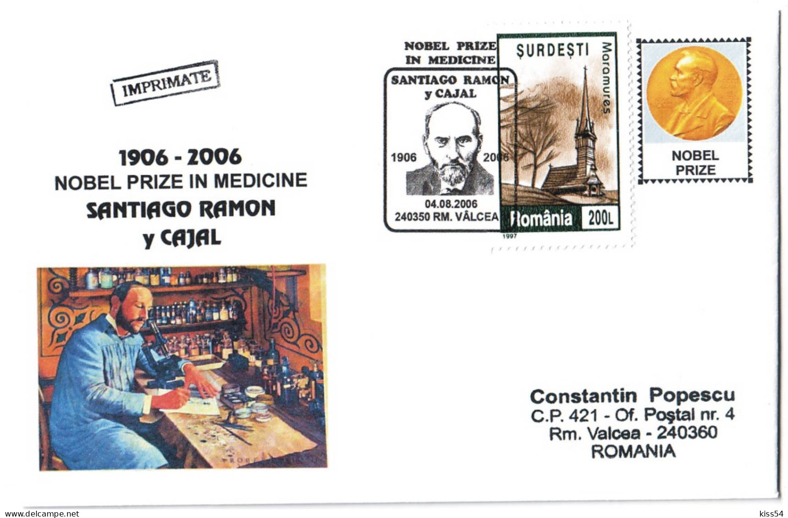 CV 18 - 403 SANTIAGO RAMON Y CAJAL, Nobel Prize In Medicine, Romania - Cover - Used - 2006 - Lettres & Documents