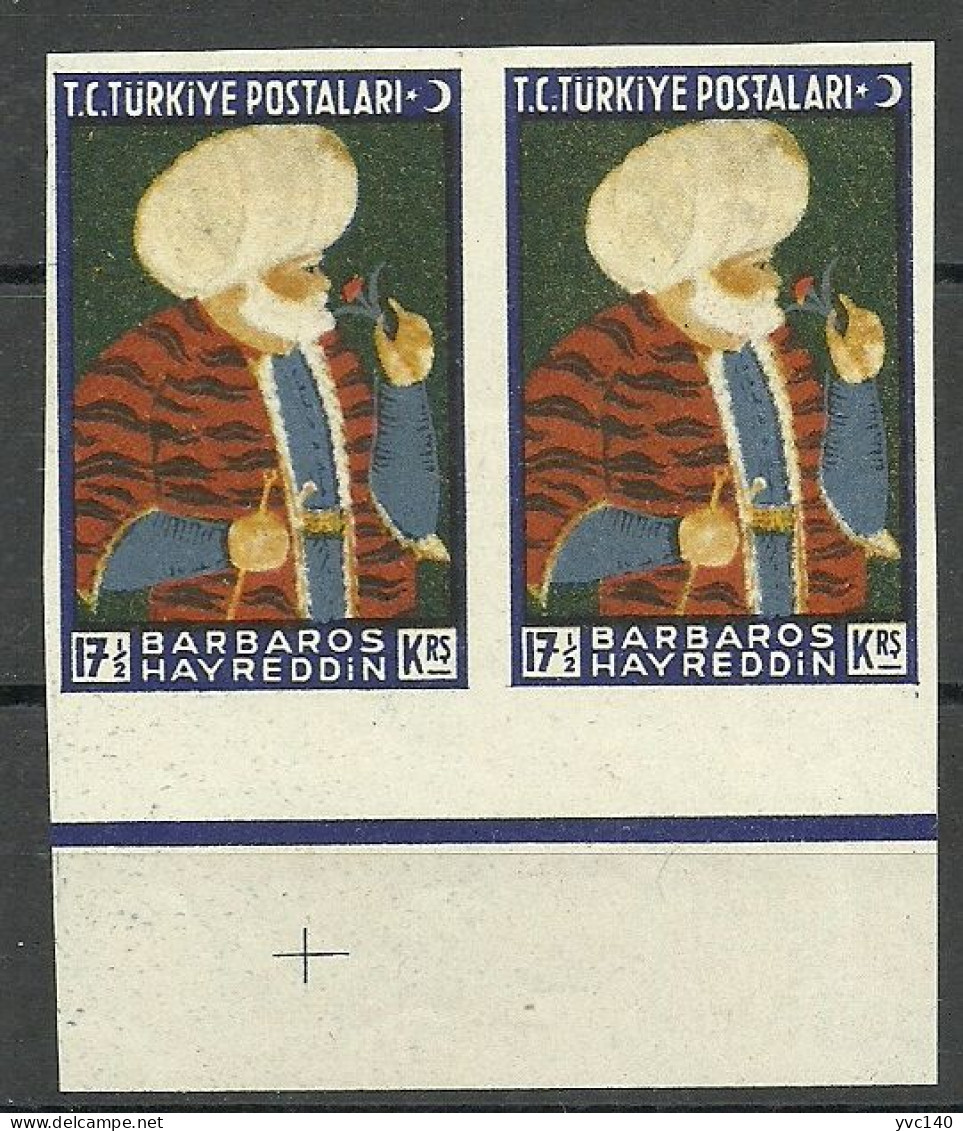 Turkey; 1941 395th Anniv. Of Barbaros Hayrettin's Death 17 1/2 K. "Imperf. ERROR" - Unused Stamps
