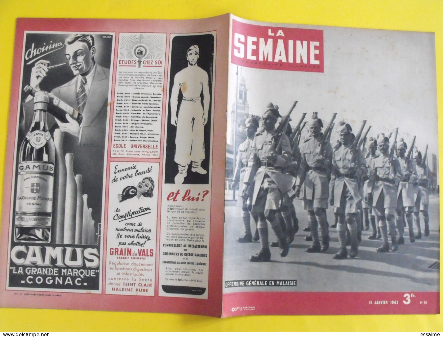 6 revues La semaine de 1942. actualités guerre photos collaboration pacifique japon singapour malaisie australie togo