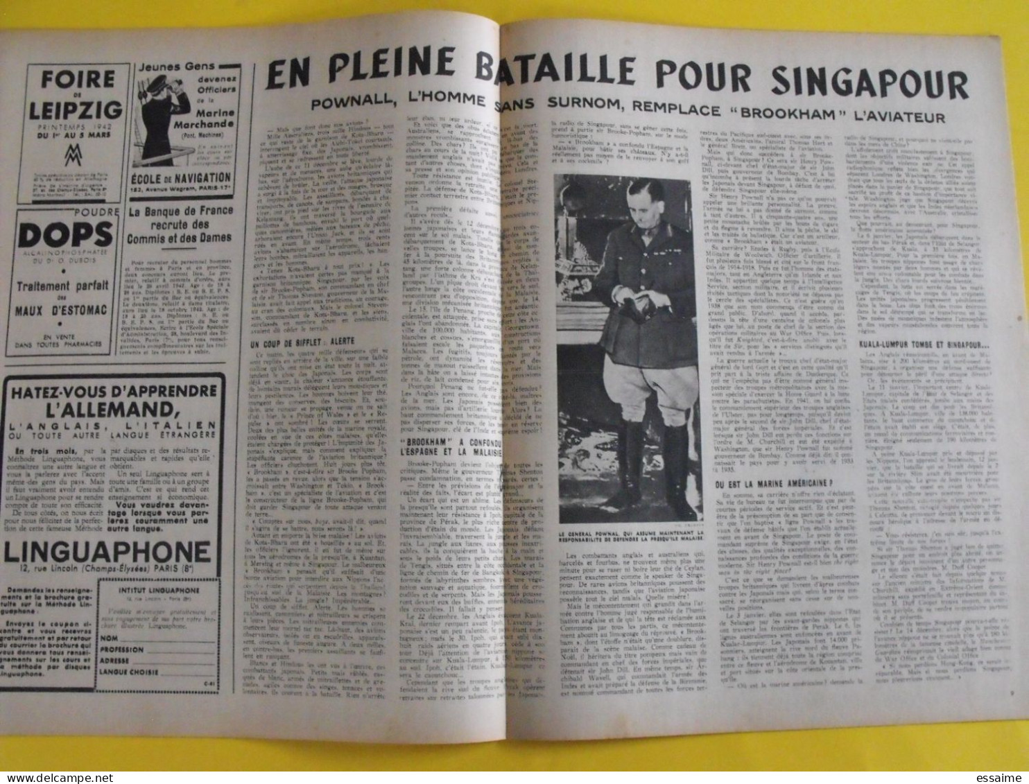 6 revues La semaine de 1942. actualités guerre photos collaboration pacifique japon singapour malaisie australie togo