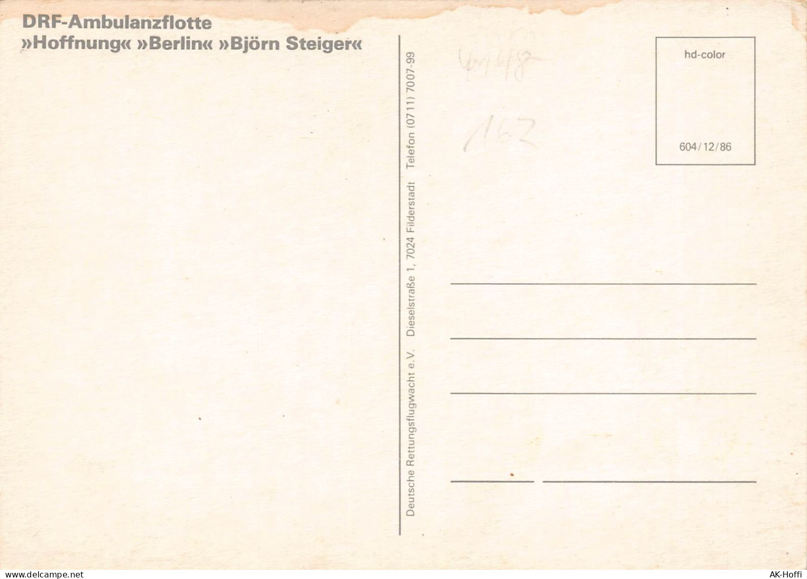 Ansichtskarte / Postkarte - Deutsche Rettungsflugwachts DRF-Ambulanzflotte - 1946-....: Era Moderna