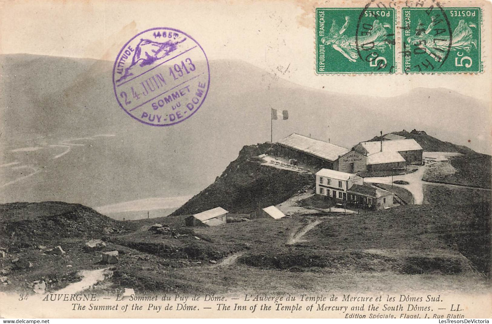 FRANCE - Auvergne - Le Sommet Du Puy De Dôme - L'auberge Du Temps De Mercure Et Les Dömes Sud - Carte Postale Ancienne - Autres & Non Classés